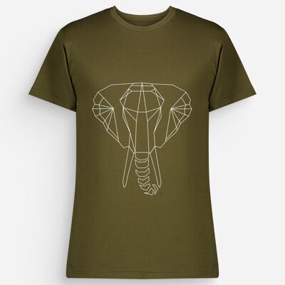 T-Shirt elephant Homme Kaki Blanc