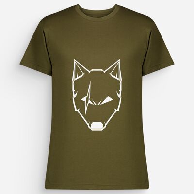 Men's Scarred Wolf T-shirt Khaki White