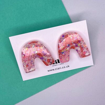 Abstract & Glitter Resin Arch Studs / SKU009