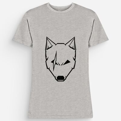 Camiseta Scarred Wolf para hombre gris jaspeado negro