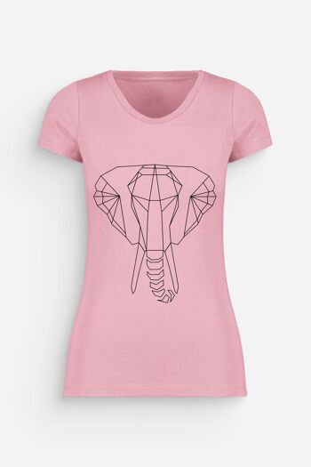 T-shirt Elephant Femme Rose Noir