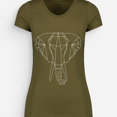 T-shirt Elephant Femme Kaki Blanc