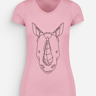 T-shirt Rhinocéros Femme Rose Noir