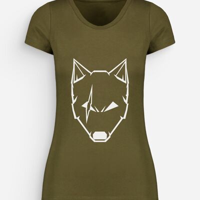Scarred Wolf T-shirt Donna kaki Bianco