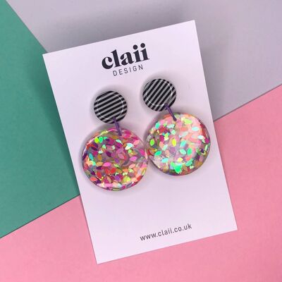 Tutti Frutti Glitter Resin Large Circle Dangles / SKU126