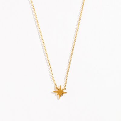 Gold star necklace, Brushed Gold Vermeil North Star Necklace
