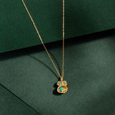 Turquoise and Gold Vermeil Pendant Drop Necklace (December Birthstone)