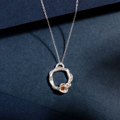 Large Citrine and Silver Pendant Necklace (November Birthstone)