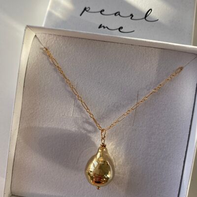 Necklace Golden Baroque Pearl
