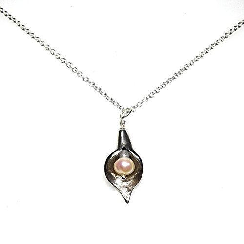 Silver Arum Lily Pendant Necklace - small