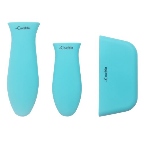 Silicone Hot Handle Pot Holder (Mixed Set of 3 Turquoise) For Cast Iron Skillets