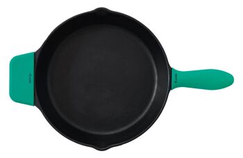 Porte-casseroles en silicone avec poignée chauffante (ensemble mixte de 3 verts) pour poêles en fonte 4