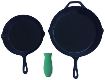 Porte-casseroles en silicone avec poignée chauffante (ensemble mixte de 3 verts) pour poêles en fonte 5