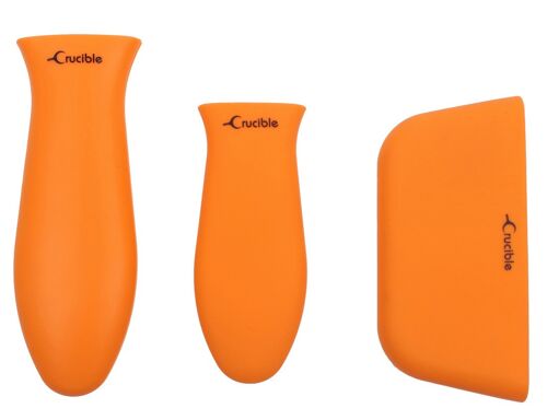 Silicone Hot Handle Pot Holder (Mixed Set of 3 Orange) For Cast Iron Skillets