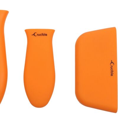 Supporto per pentole con manico caldo in silicone (set misto di 3 arancioni) per padelle in ghisa