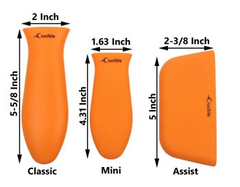 Porte-casseroles en silicone avec poignée chauffante (ensemble mixte de 3 orange) pour poêles en fonte 2