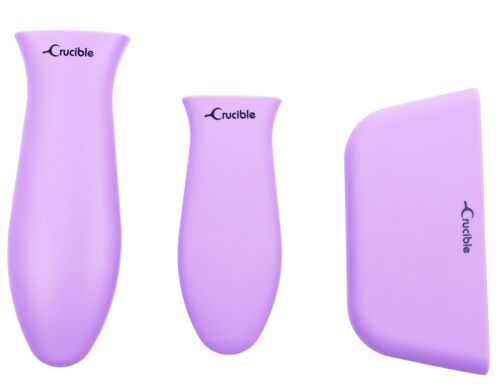 Silicone Hot Handle Pot Holder (Mixed Set of 3 Purple) For Cast Iron Skillets