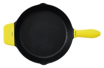 Porte-casseroles à poignée chauffante en silicone (ensemble mixte de 3 jaunes) pour poêles en fonte 4