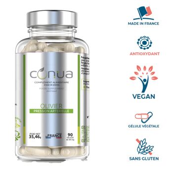 Feuilles d'Olivier * Conua® | PRESSION ARTERIELLE** | ANTIOXYDANT | Sans Additifs | 90 Gélules | VEGAN 2