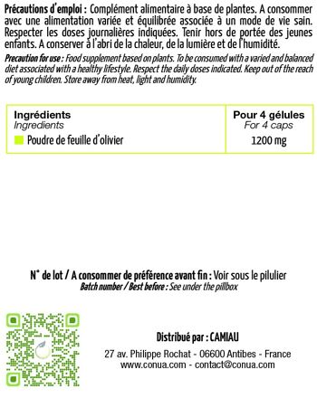 Feuilles d'Olivier * Conua® | PRESSION ARTERIELLE** | ANTIOXYDANT | Sans Additifs | 90 Gélules | VEGAN 7