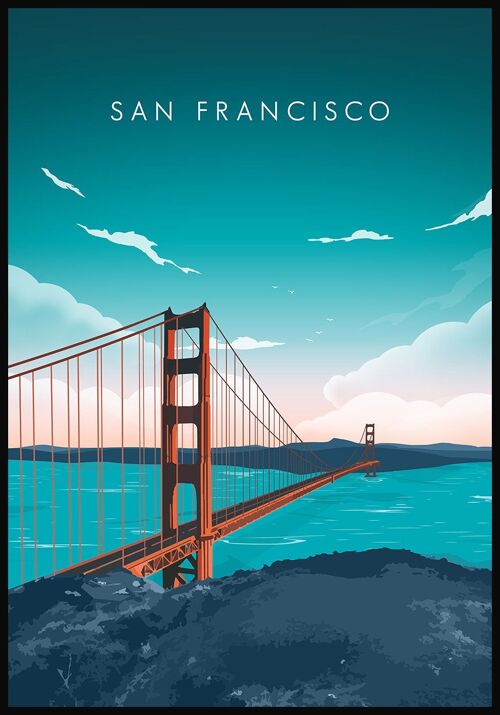 Illustriertes Poster San Francisco - 21 x 30 cm