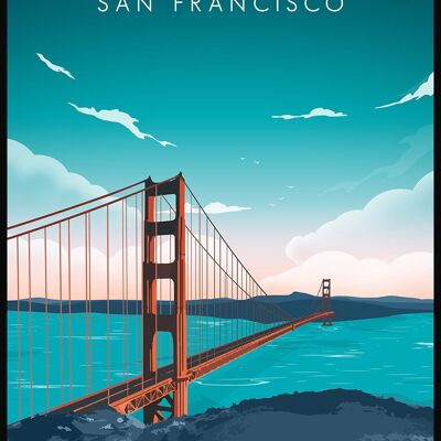 Affiche illustrée San Francisco - 30 x 40 cm