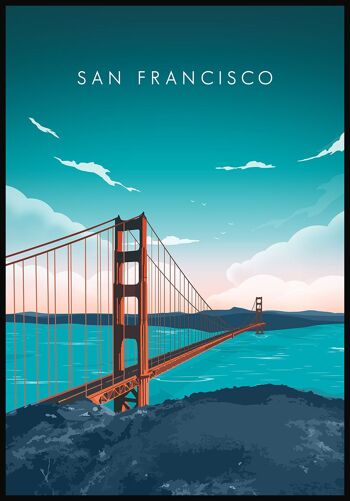 Affiche illustrée San Francisco - 30 x 40 cm 1