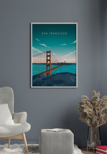 Affiche illustrée San Francisco - 30 x 40 cm 2