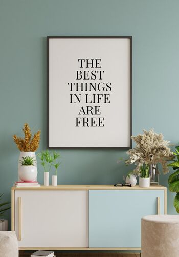 Les meilleures choses sont gratuites' Affiche Typographie - 50 x 70 cm 2