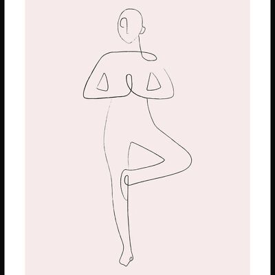 Yoga Pose Baum Line Art Poster - 21 x 30 cm - Rosa