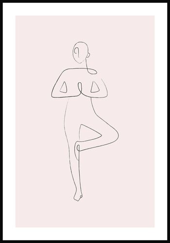 Poster Yoga Pose Tree Line Art - 21 x 30 cm - Rose 1