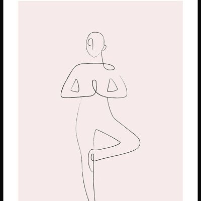 Yoga Pose Baum Line Art Poster - 21 x 30 cm - Rosa