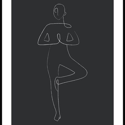 Yoga Pose Tree Line Art Poster - 21 x 30 cm - Anthracite