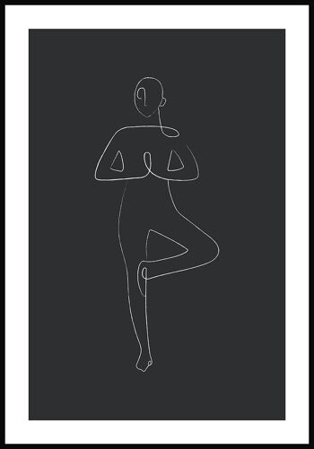 Poster Yoga Pose Tree Line Art - 21 x 30 cm - Anthracite 1