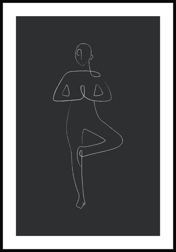 Poster Yoga Pose Tree Line Art - 30 x 40 cm - Anthracite 1