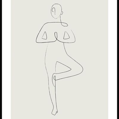 Yoga Pose Baum Line Art Poster - 40 x 50 cm - Olivgrün