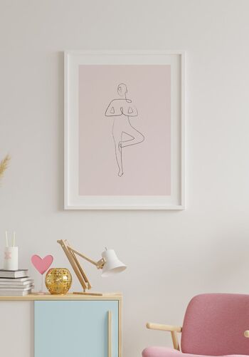 Poster Yoga Pose Tree Line Art - 70 x 100 cm - Anthracite 5