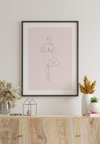 Poster Yoga Pose Tree Line Art - 70 x 100 cm - Anthracite 6