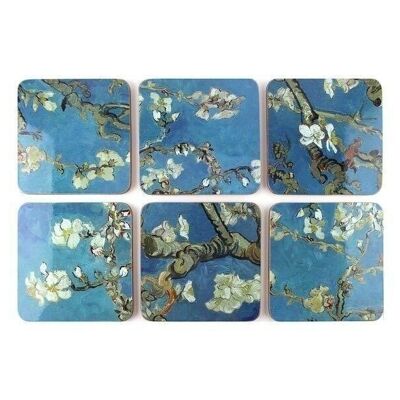 Coasters, set of 6, Van Gogh, Almond Blossom
