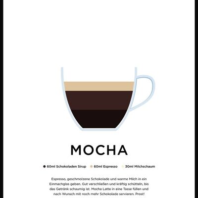 Mocha Kaffee Poster mit Zubereitung (deutsch) - 21 x 30 cm