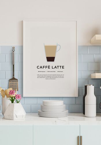 Affiche Caffè Latte avec préparation (Allemand) - 40 x 50 cm 2