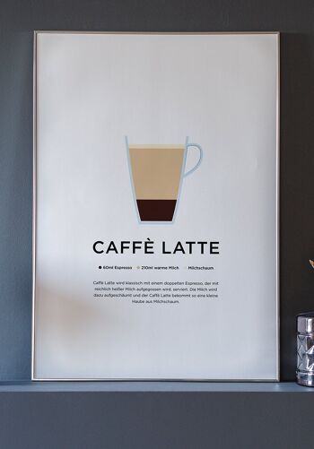 Affiche Caffè Latte avec préparation (Allemand) - 40 x 50 cm 4