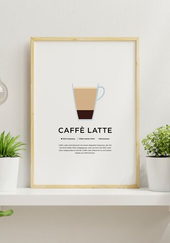 Affiche Caffè Latte avec préparation (Allemand) - 40 x 50 cm 5
