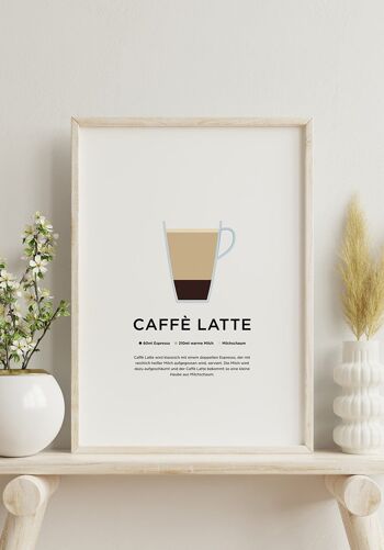 Affiche Caffè Latte avec préparation (Allemand) - 40 x 50 cm 6