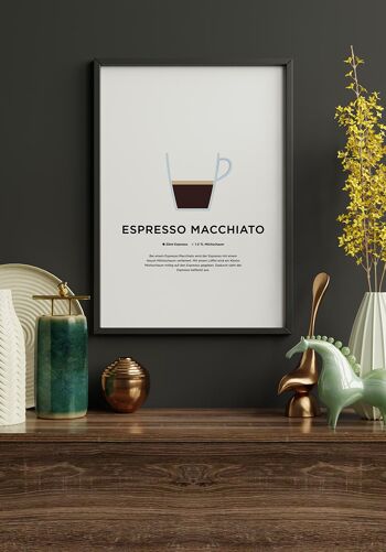 Affiche café Espresso Macchiato avec préparation (Allemand) - 30 x 40 cm 2