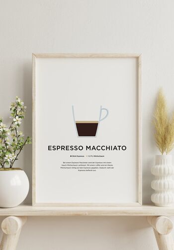 Affiche de café Espresso Macchiato avec préparation (Allemand) - 50 x 70 cm 6