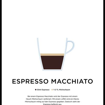 Espresso Macchiato Kaffee Poster mit Zubereitung (deutsch) - 70 x 100 cm