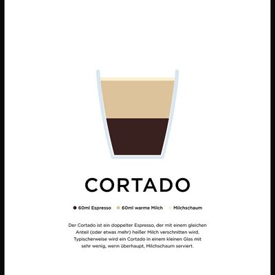 Cortado coffee poster with preparation (German) - 50 x 70 cm