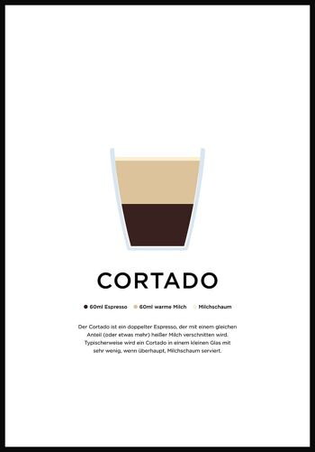 Affiche café Cortado avec préparation (Allemand) - 70 x 100 cm 1