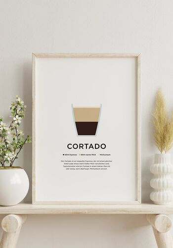 Affiche café Cortado avec préparation (Allemand) - 70 x 100 cm 2